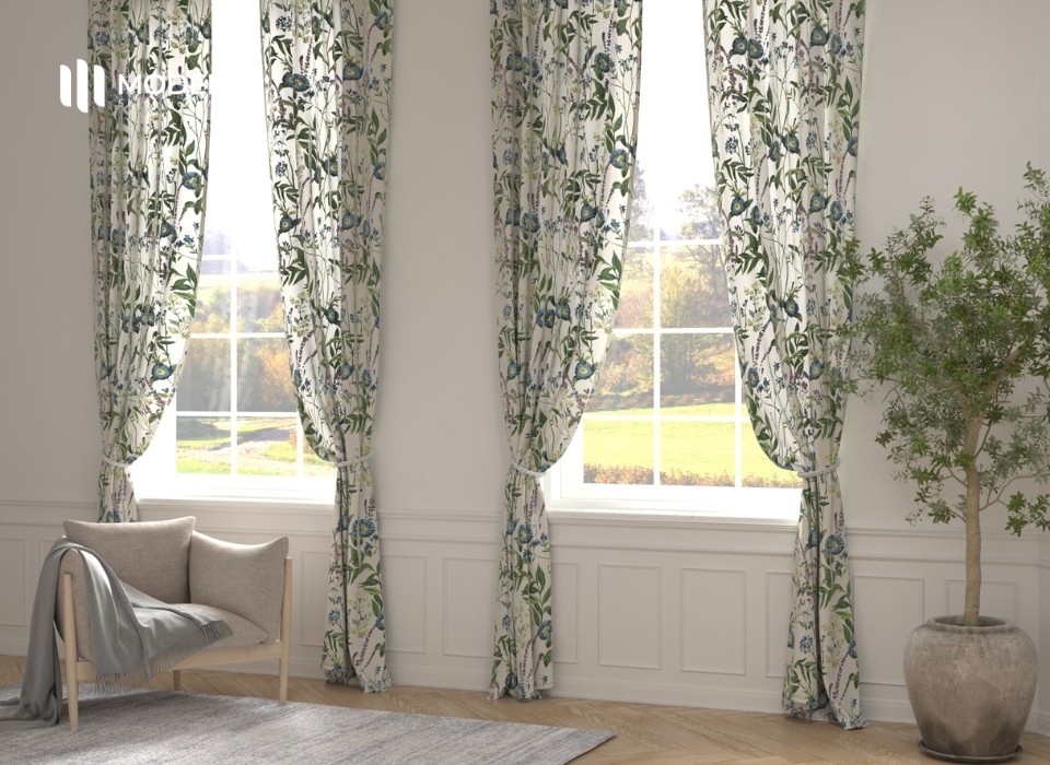 Xuân về, nhà mới: Bí quyết phối rèm vải hoa văn hài hòa theo nguyên tắc 60-30-10