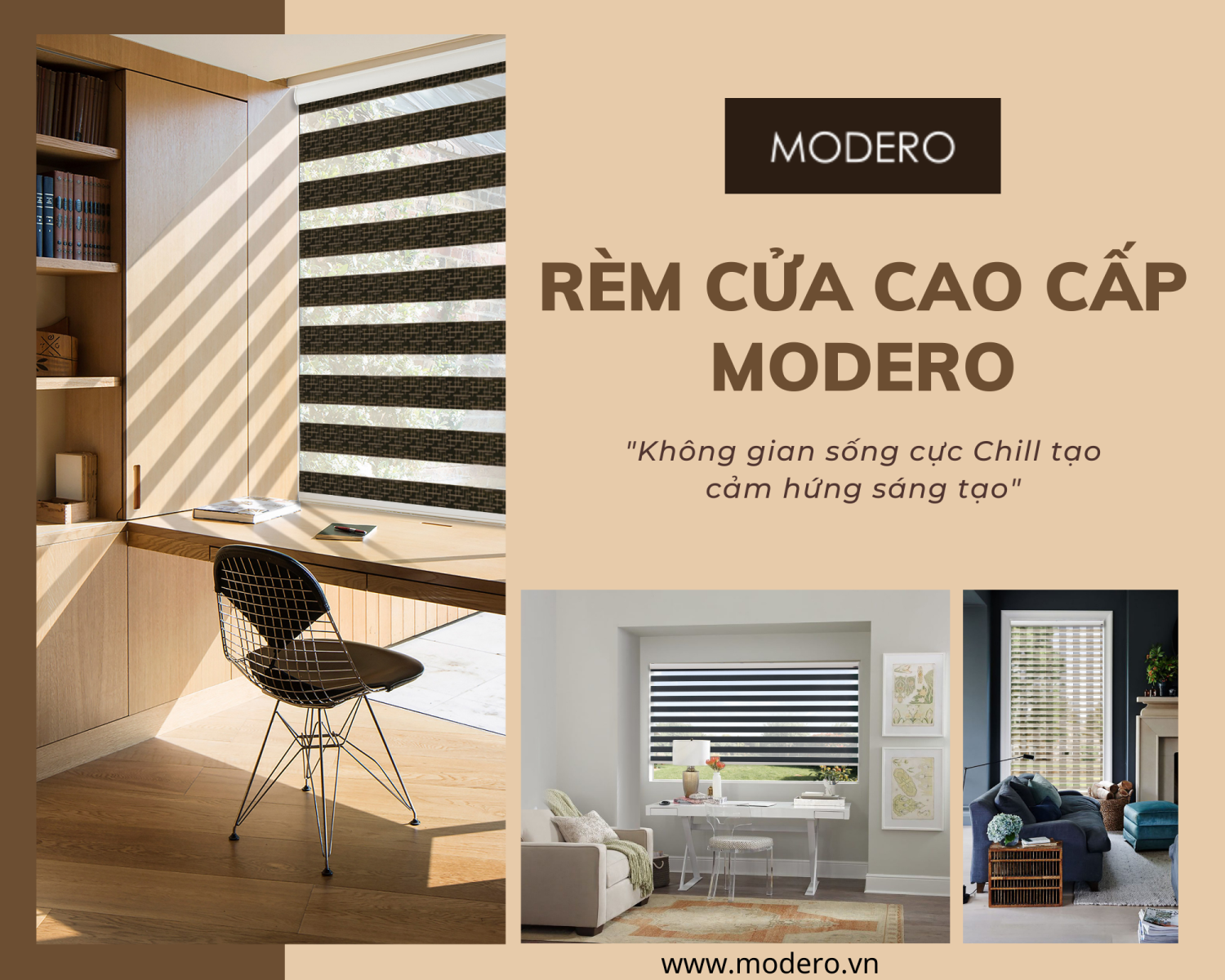 Không gian đẳng cấp sang trọng với rèm hàn quốc Modero