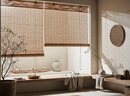 rem-truc7 Hoà mình và kết nối với tự nhiên, với ánh nắng là điều mà rèm trúc mang lại cho không gian mang phong cách Zen tĩnh lặng.